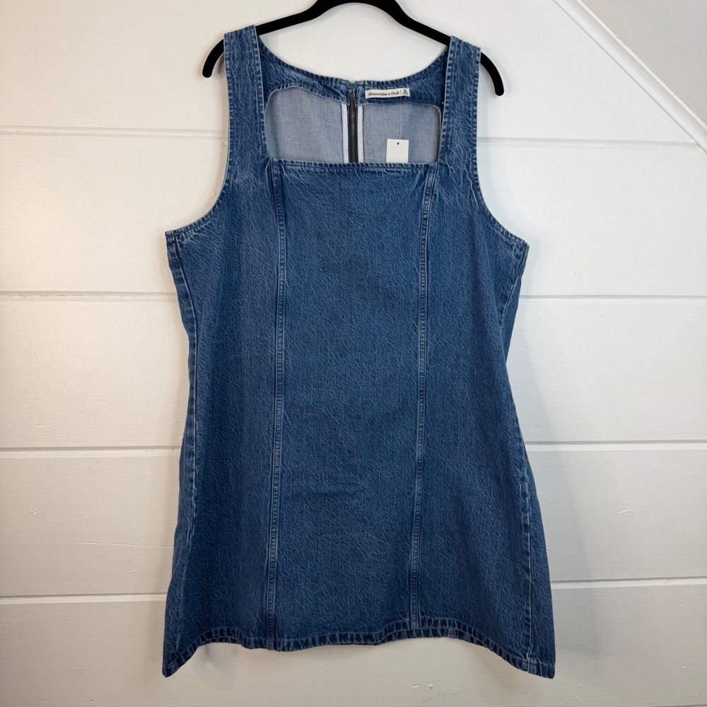 Abercrombie & Fitch Square Neck Denim Mini Dress Medium Wash XL NEW
